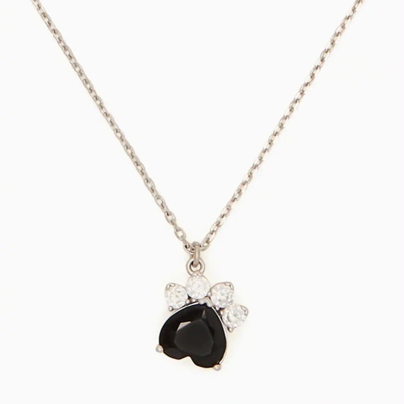 kate spade Jewelry - ♠️Kate Spade Pawesome Dog Paw Print 🐾 Pendant Necklace Clear /Black /Silver NWT